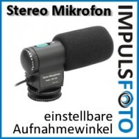 Minadax Stereo Richtmikrofon mit Windschutz fuer alle Camcorder und DSLR Kameras (MIC-109)